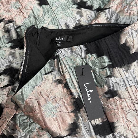 Lulus Upgraded Event Black Jacquard Strapless Bustier Midi Dress size Medium - Picture 2 of 5